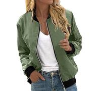 Women's Classic Jacket Open Front Top Long Sleeve Short Lightweight Flight Coat Oversized High Neck Coats Full Zip Winter Bomber Tops Clothing for Casual Work Office Spring Fall