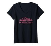 Women's Classic Jackson Hole Wyoming Minamalist Novelty Souvenir V-Neck T-Shirt