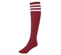 Women's Classic Knee High Striped Socks, Burgundy With White Stripes, One size
