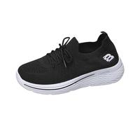 Women's Classic Lace-Up Mesh Trainers for Everyday Comfort Lightweight Walking and Casual Outdoor Sports Elegant Leisure Footwear (Black, 4) #41