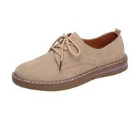 Women's Classic Loafer Fashion Synthetic Leather Thick Bottom Driving occasins Classical xfords Lace-Up Business Formal Dress Comfortable Retro Solid Color Black Roman Shoe (Khaki, 40)