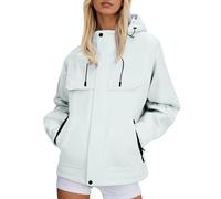 Womens Classic Long Trench Coat Mid-Length Windproof Overcoat Warm Outerwear Women's Lightweight Loose Fit Anorak Windbreaker Rain Jacket With Hood For Hiking Outdoor Activities