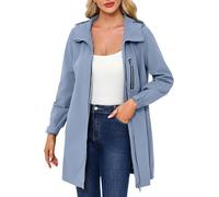 Women's Classic Long Trench Coat Winter Warm Quilted Puffer Outerwear Shoulder Belted Double-Breasted Slim Fit Jackets Notched Lapel Collar Mid-Length
