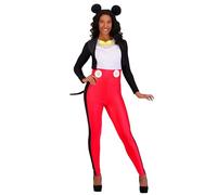 Women's Classic Mickey Costume | One Piece Fitted Jumpsuit with Mouse Ear Headband, Bowtie and Tail, Multicolor, Large