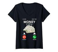 Womens Classic Money is Calling Funny Business Hustler V-Neck T-Shirt