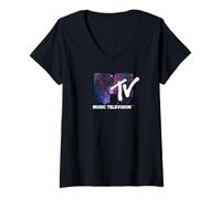 Women's Classic MTV Galaxy Logo Pullover Hoodie V-Neck T-Shirt