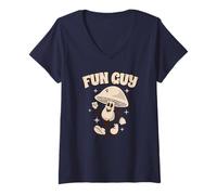 Womens Classic Mushroom joke, hilarious retro strutting cartoon V-Neck T-Shirt