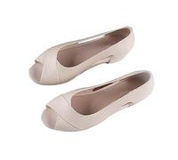 Women's Classic Open Toe Low Kitten Heel Sandals, Slip On Peep Toe Dress Pumps, Hunky Block Heel Low Kitten Heel Peep Open Toe Cap Sandals Slip-On, beige, 8 UK
