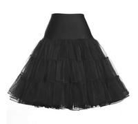 Women's Classic Petticoat Crinoline Hoopless Half Slips Tutu 50's Vintage Swing Petticoats 1950's Rockabilly Underskirt A Line Retro Dress Petti coat Tulle tutu Skirts Underdress(Black,4)