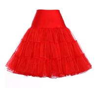 Women's Classic Petticoat Crinoline Hoopless Half Slips Tutu 50's Vintage Swing Petticoats 1950's Rockabilly Underskirt A Line Retro Dress Petti coat Tulle tutu Skirts Underdress(Red,26)