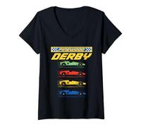 Women's Classic Pinewood Derby Pop Art Cub Scouts Retro Race Cars V-Neck T-Shirt