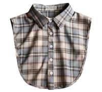 Womens Classic Plaid Fake Collar Detachable Dickey Collar Half Shirts Blouse False Collar Top for Women Outfits, A Coffee Grey a, M