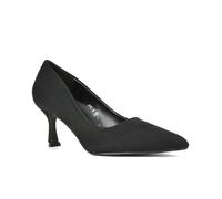 Women's Classic Pointed Toe Court Shoes Ladies Slip On Black Faux Suede Stiletto Office Evening Formal Mid Heel Pumps 8