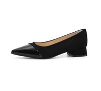 Women's Classic Pointed Toe Low Block Heel Court Shoes Slip On Work Pumps for Business Office & Daily Wear Mixed Upper,Black,4 UK