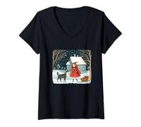 Womens Classic Red Riding Hood Style for a Timeless Appeal V-Neck T-Shirt