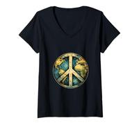 Women's Classic Vintage Earth Peace Better World Message Movement V-Neck T-Shirt