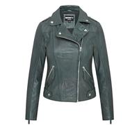 Womens Classic Zipped Green Brando Biker Leather Jacket