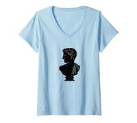 Womens Classical Art Greek Statue & Roman Bust Dark Academia Style V-Neck T-Shirt