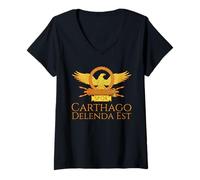 Women's Classical Latin Quote - Carthage Must Be Destroyed - History V-Neck T-Shirt