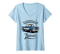 Women's Classically Trained Stick Shift Old Pickup Truck Vintage V-Neck T-Shirt