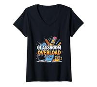 Women's Classroom Chaos Academic Humor Design V-Neck T-Shirt