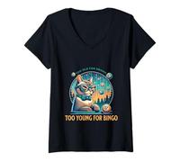 Womens Classy Cat Bingo Shirt - Funny 50th Birthday V-Neck T-Shirt