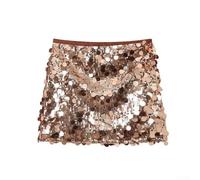 Womens Classy Midrise Short Sequin Skirt Ideal for Fashion Driven Women (XS Gold)