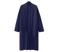 Womens Classy Open Front Long Knit Wool Coat Cardigan Sweater 2023 Fall Dressy Lapel Blazer Jacket Long Sleeve Coatigan Navy
