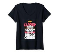 Women's Classy Sassy and A Bit Smart Assy Bingo Queen V-Neck T-Shirt