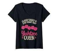 Women's Classy Smart Yahtzee Queen Game Dice Game Yahtzee V-Neck T-Shirt