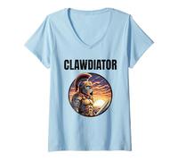 Womens Clawdiator Gladiator Cat V-Neck T-Shirt