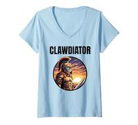 Womens Clawdiator Gladiator Cat V-Neck T-Shirt