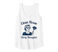 Womens Clean House Dirty Thoughts Funny Retro Cleaning Lady Tank Top