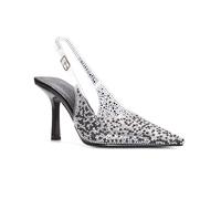 Women's Clear Perspex Court Shoes Ladies Black Pointed Toe Buckle Pearl Jewel Party Sandals Size 4