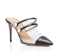 Women's Clear Pointed Toe High Heel Sandals, Fashion Stiletto Dress Mules Sandals, Slingback Slip-On Summer Casual Wedding Prom Party Comfortable Dressy Shoes,Black,2 UK