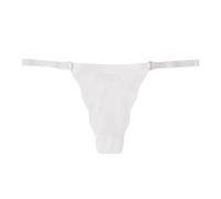 Women's Clear Strap Thong G String Low Waist No Show Seamless T-Back Comfortable, Elastic Comfy Slim Fit Invisible Lightweight Hipster Lingerie, White, M