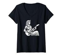 Women's Cleopatra Playing The Electric Guitar V-Neck T-Shirt