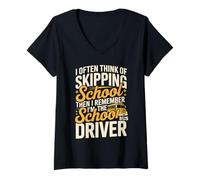 Women's Clever Bus Operator Comedy for Daily School Transport V-Neck T-Shirt