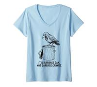 Women's Clever Crow Retro It is Garbage Can Not Garbage Cannot Funny V-Neck T-Shirt