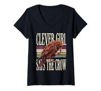 Women's Clever Girl Says The Crow Raven Bird V-Neck T-Shirt