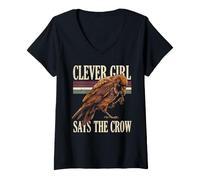 Women's Clever Girl Says The Crow Raven Bird V-Neck T-Shirt