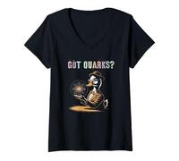 Womens Clever GOT QUARKS? Chemistry Camp Think Teacher Stud STEAM V-Neck T-Shirt