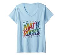 Women's Clever Math Rocks Physics Team Learn STEM Geek Technology V-Neck T-Shirt