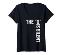 Womens Clever Sarcastic Grammar Humor Saying The O is Silent V-Neck T-Shirt