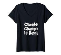 Women's Climate Change is Real Awareness - Eco Warrior Statement V-Neck T-Shirt