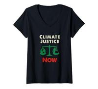 Womens Climate Justice Now - Powerful Eco Awareness Statement V-Neck T-Shirt