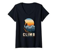 Women's Climb Beyond Limits Rock Climbing Hiking Mountain V-Neck T-Shirt