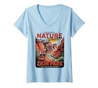 Womens Climb the Red Rocks Zion National Park V-Neck T-Shirt