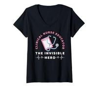Womens Clinical Nurse Educator The Invisible Hero Nursing Educator V-Neck T-Shirt