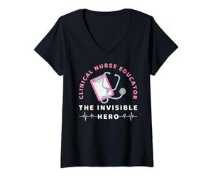 Womens Clinical Nurse Educator The Invisible Hero Nursing Educator V-Neck T-Shirt